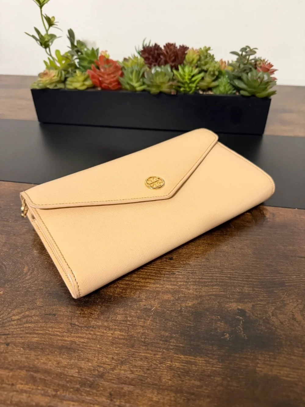 Tory Burch Beige Envelope Clutch